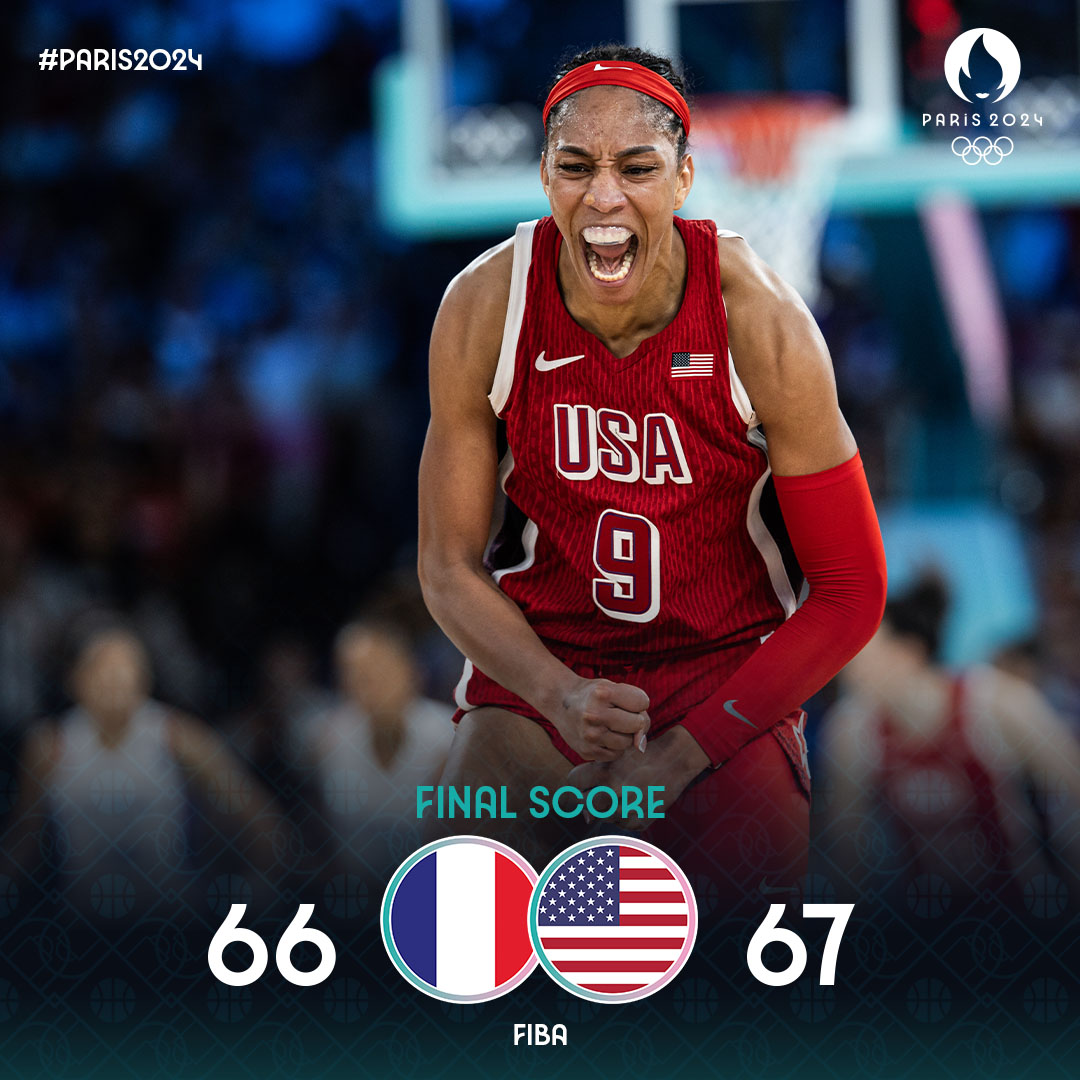巴黎奥运会女篮决赛:美国队以1分险胜法国,夺